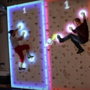 Augmented reality climbing wall